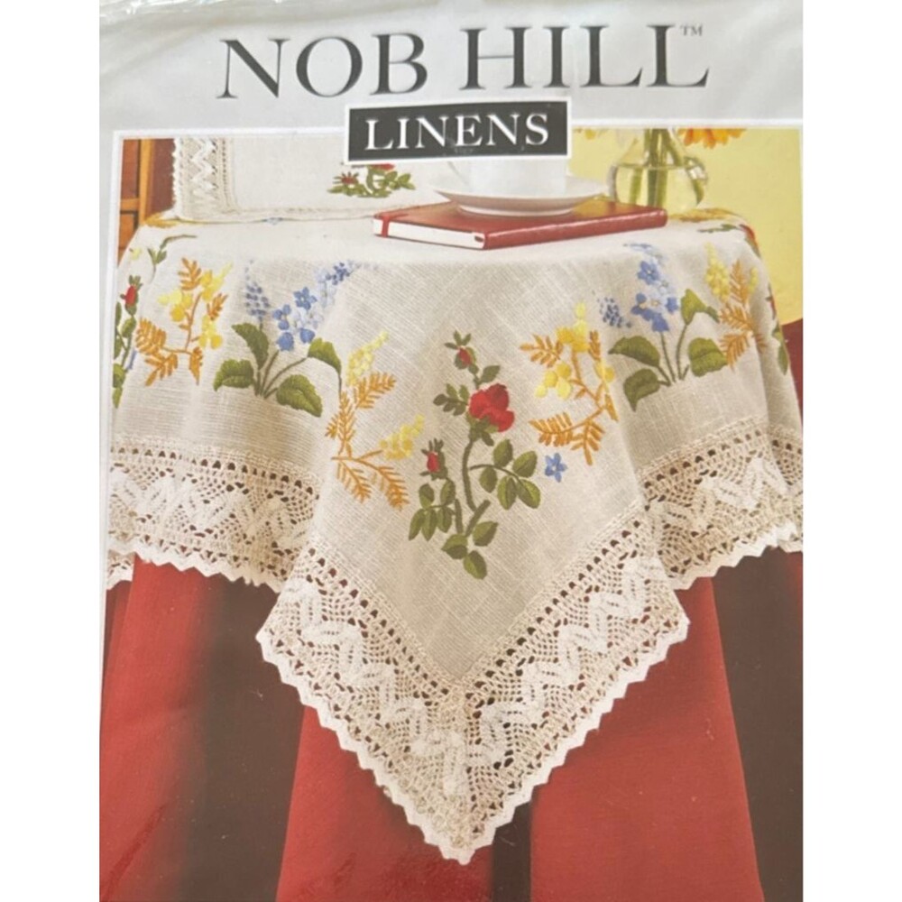 Nob Hill Linens Garden Array Stamped Embroidery Table Topper Kit 33x33 New